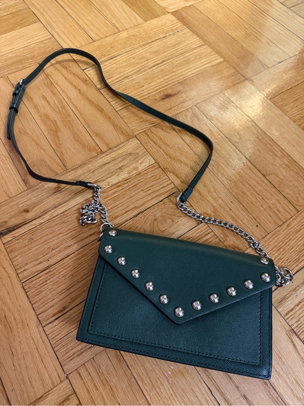 Rebecca Minkoff Dark Green Studded Envelope Crossbody